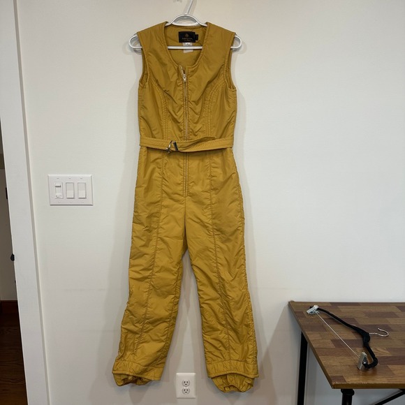 Edelweiss Pants - Edelweiss Womens Ski Suit Medium Vintage One Piece Yellow Gold Outdoor Snowboard